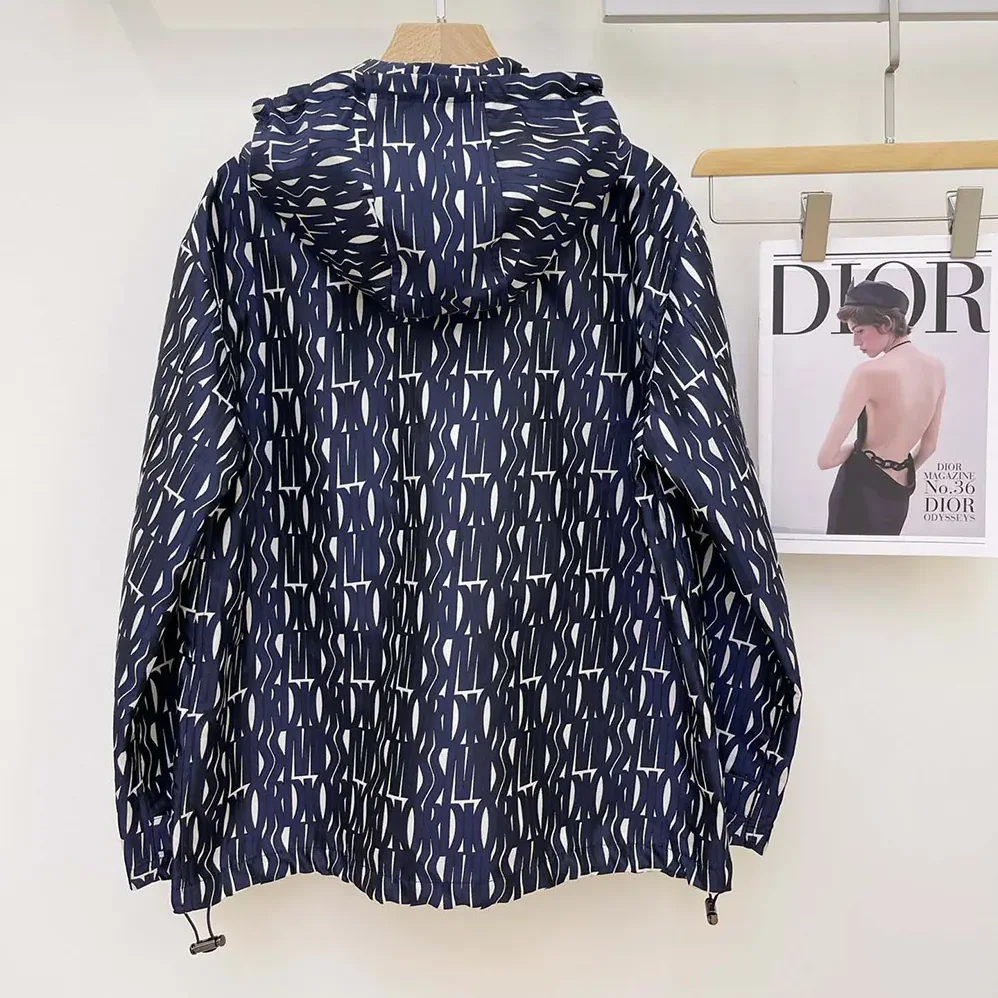 Dior Waterproof Hooded Jacket White Technical Taffeta Jacquard for Men