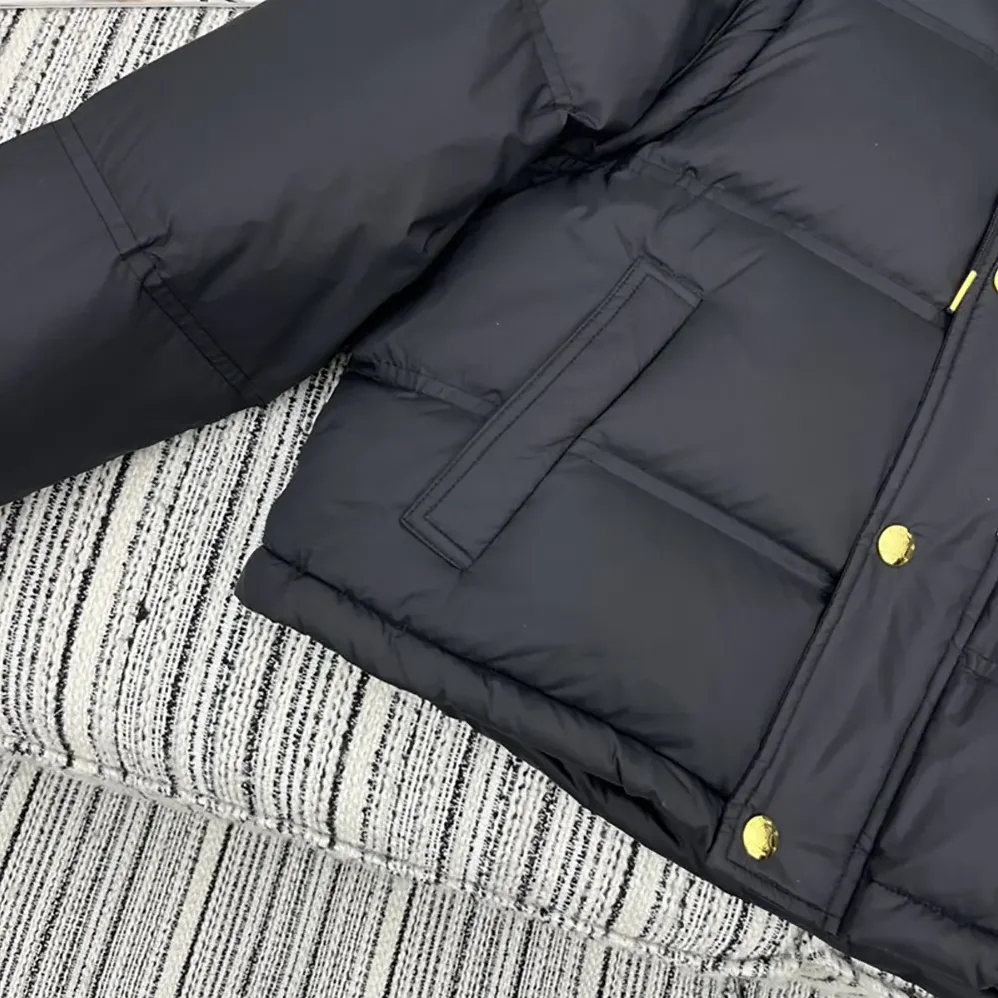 Celine Triomphe Cropped Down Jacket in Lightweight Nylon for Women in Black