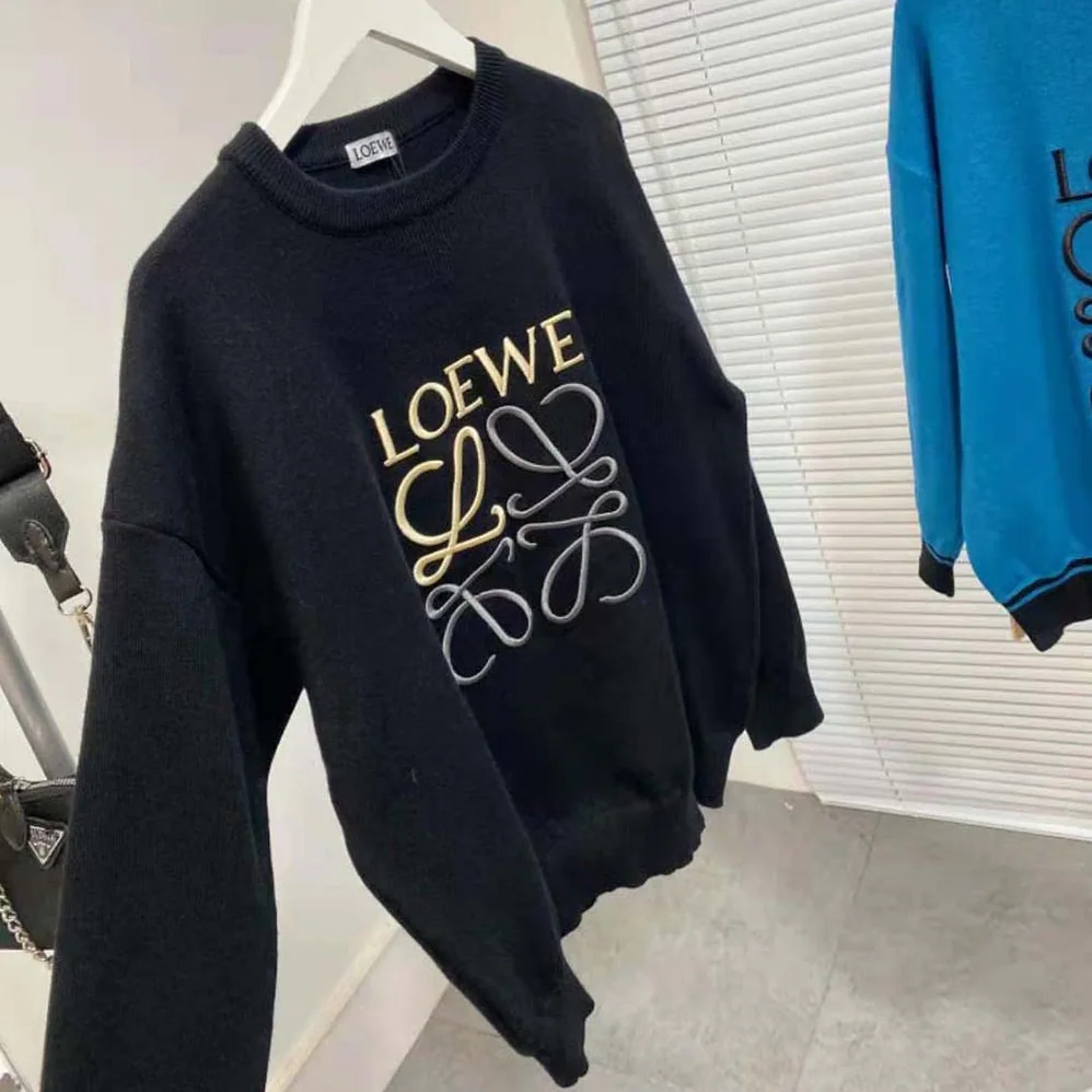 Loewe Anagram Embroidered Sweatshirt in Cotton for Women in Black Loewe Anagram Embroidered Sweatshirt in Cotton for Women in Black