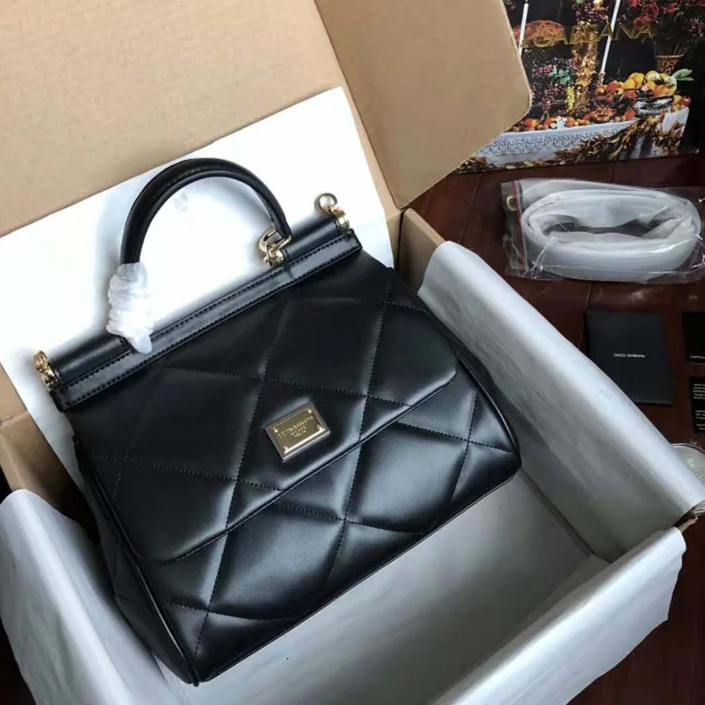 Dolce Gabbana D&G Medium Sicily Bag in Quilted Calfskin for Women in Black Dolce Gabbana D&G Medium Sicily Bag in Quilted Calfskin for Women in Black