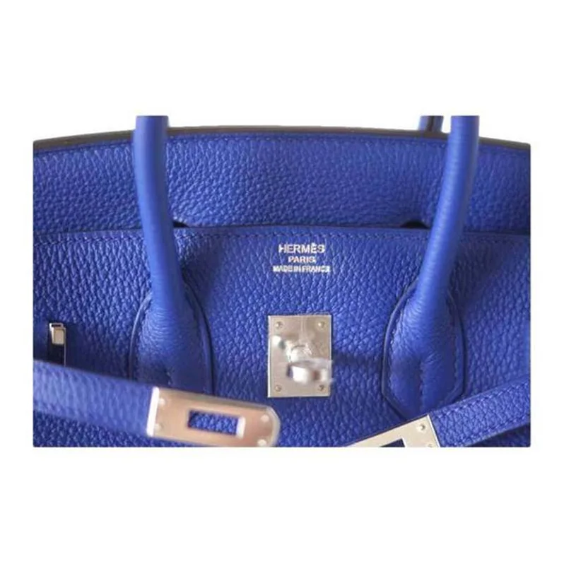 Hermes Birkin 25 Bag in Togo Leather with Silver Hardware in Navy