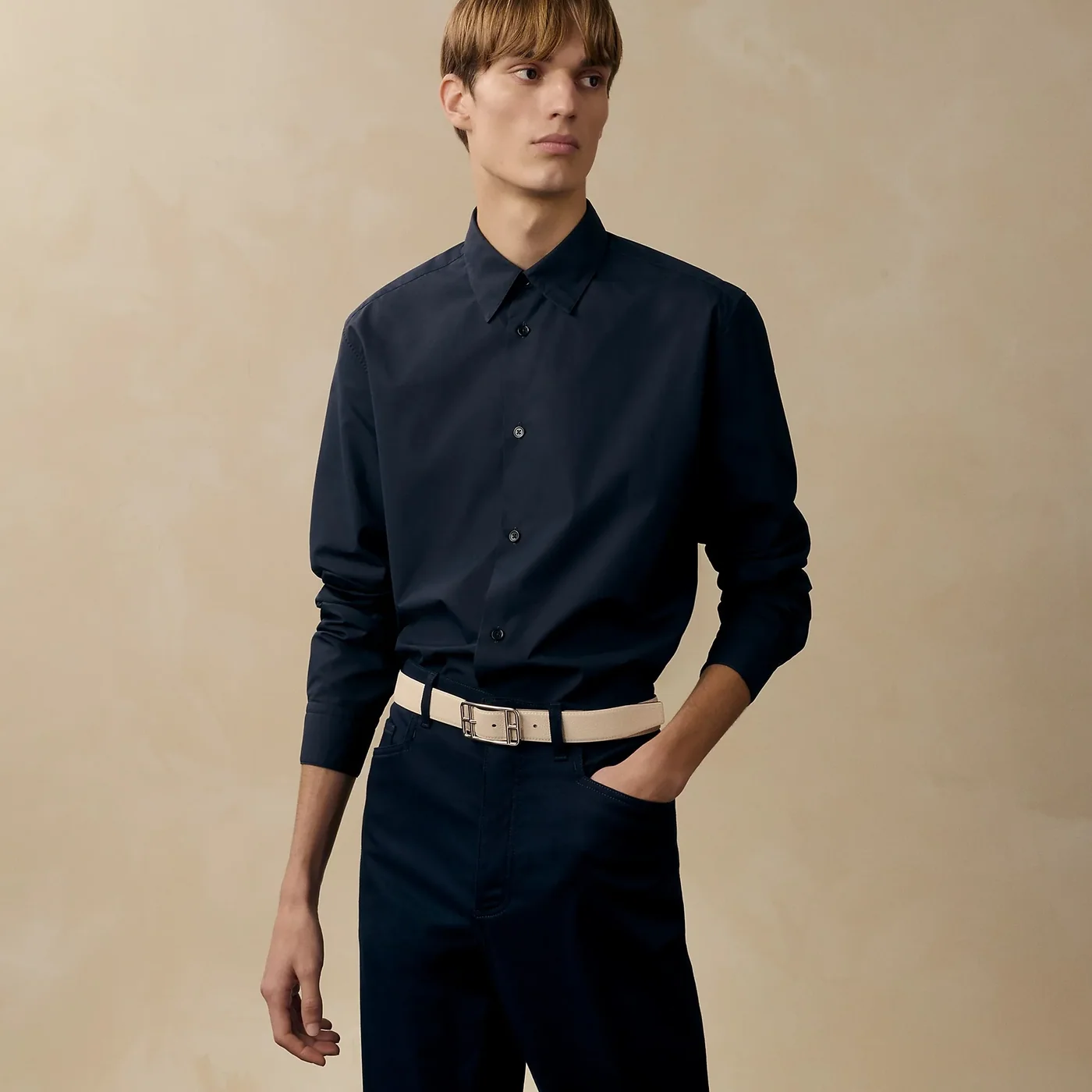 Hermes Cape Cod Reversible Belt Graphite in Craie
