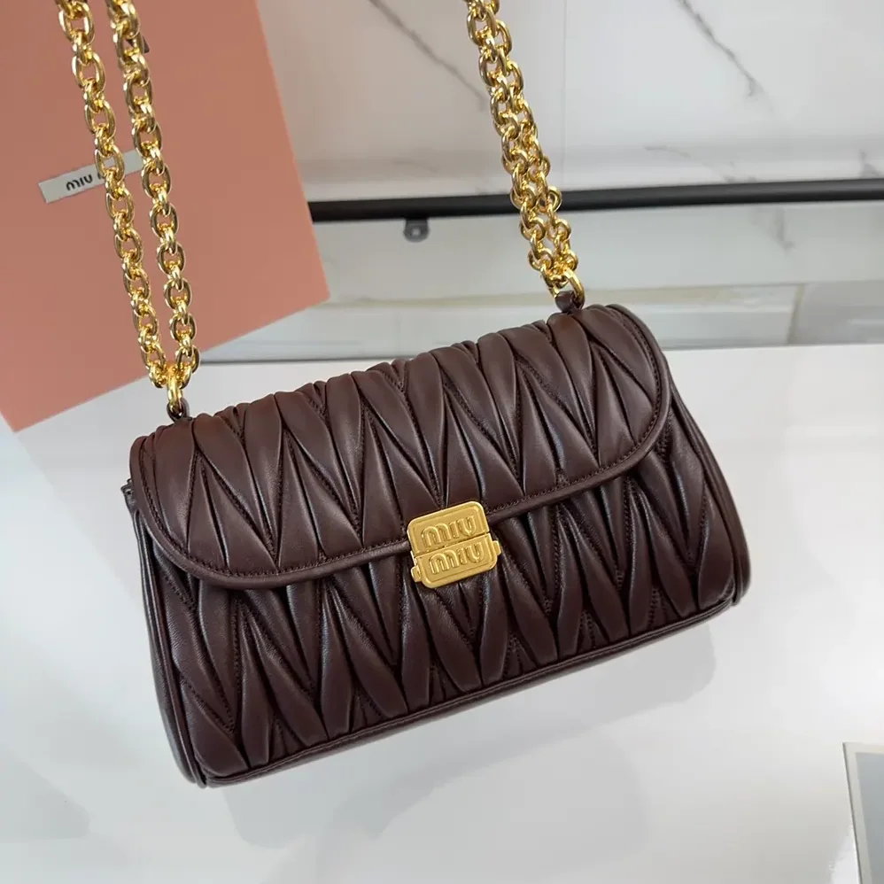 Miu Miu Matelassé Nappa Leather Shoulder Bag for Women in Bordeaux