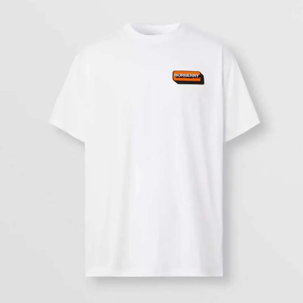 Burberry Logo Appliqué Cotton Oversized T-shirt for Women in White