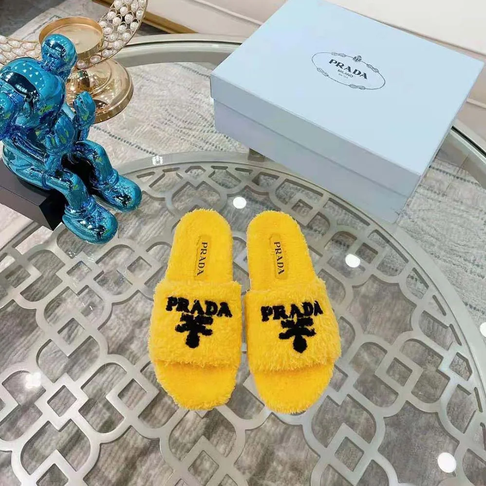Prada Terry Cloth Slides for Women in Yellow