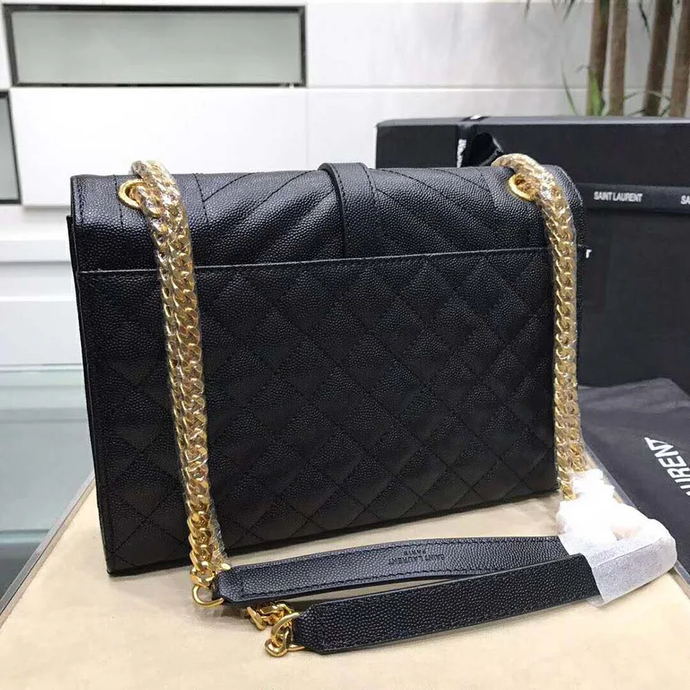 Saint Laurent YSL Envelope Medium Bag Grain De Poudre Embossed for Women