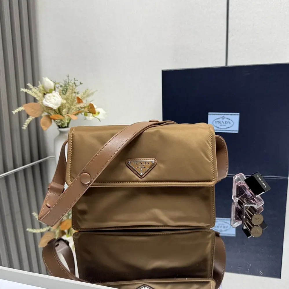 Prada Small Padded Re-Nylon Shoulder Bag for Women in Brown Prada Small Padded Re-Nylon Shoulder Bag for Women in Brown