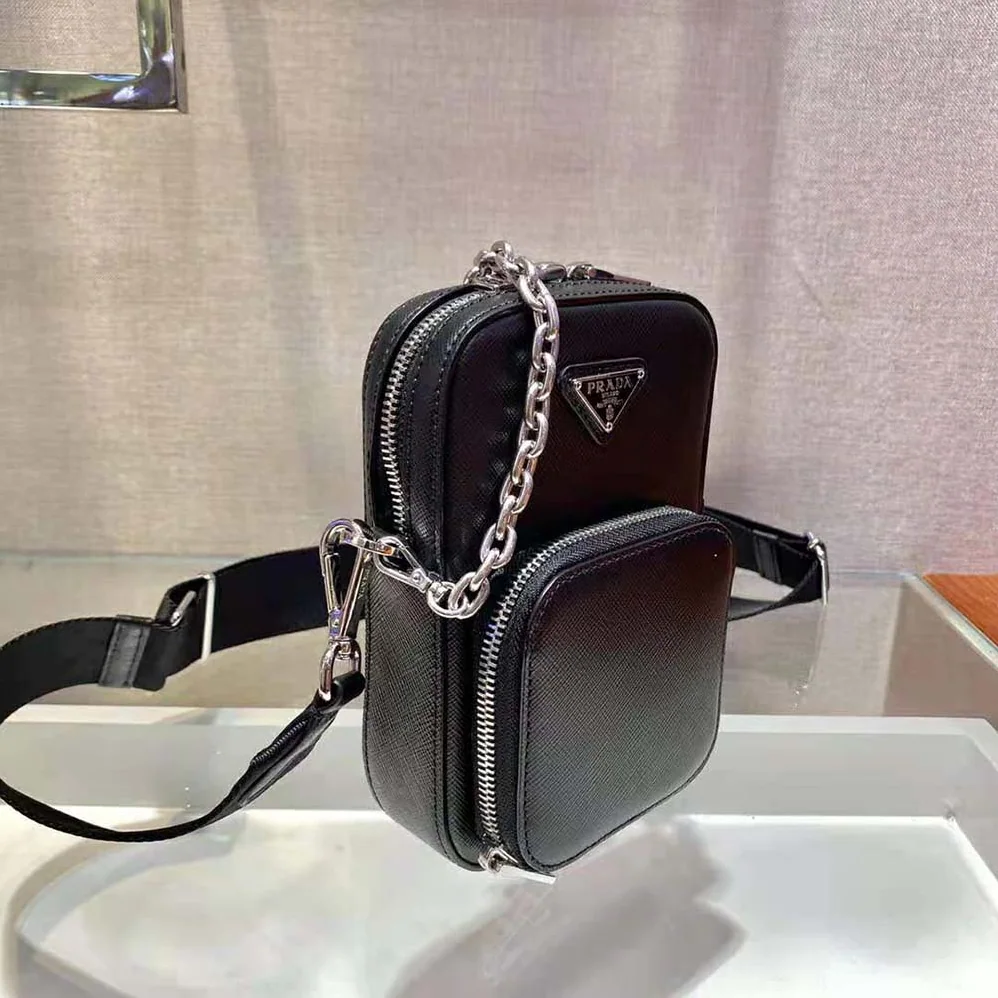 Prada Saffiano Leather Mini Bag for Men in Black Prada Saffiano Leather Mini Bag for Men in Black