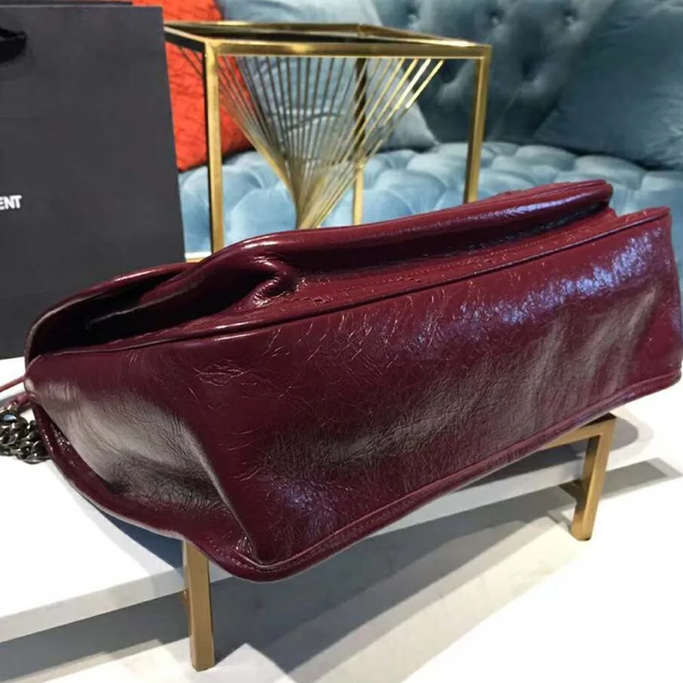 Saint Laurent YSL Niki Large in Vintage Leather in Maroon Saint Laurent YSL Niki Large in Vintage Leather in Maroon
