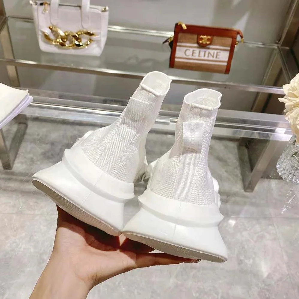 Dolce Gabbana D&G Stretch Mesh Wave Mid-Top Sneakers for Unisex in White