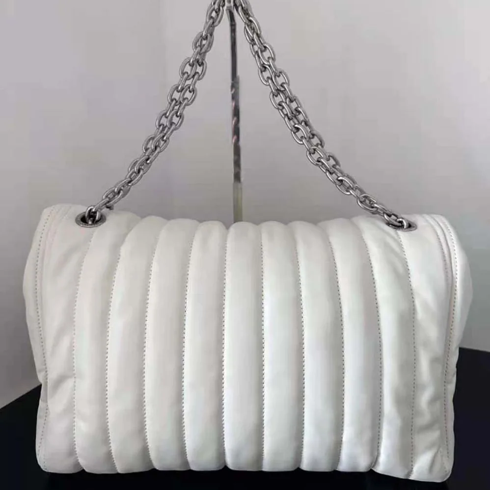 Balenciaga Monaco Medium Chain Bag Quilted in off White for Women