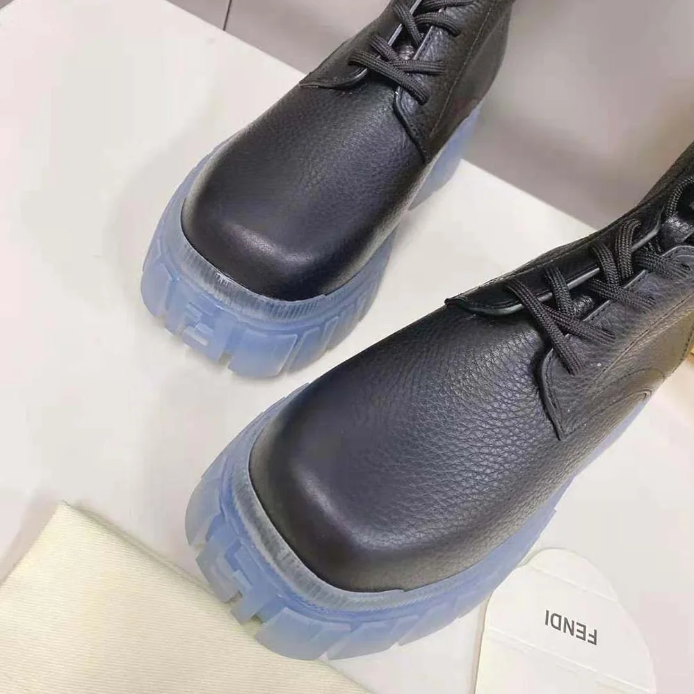 Fendi Force Black Leather Ankle Boots for Women
