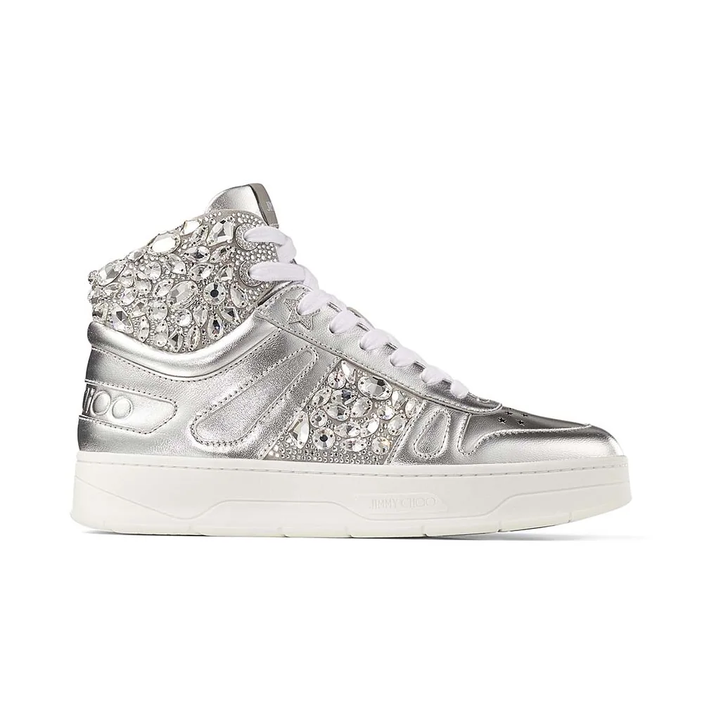 Jimmy Choo Hawaii Hi Top/F Silver Metallic Nappa High for Women in Top Trainers