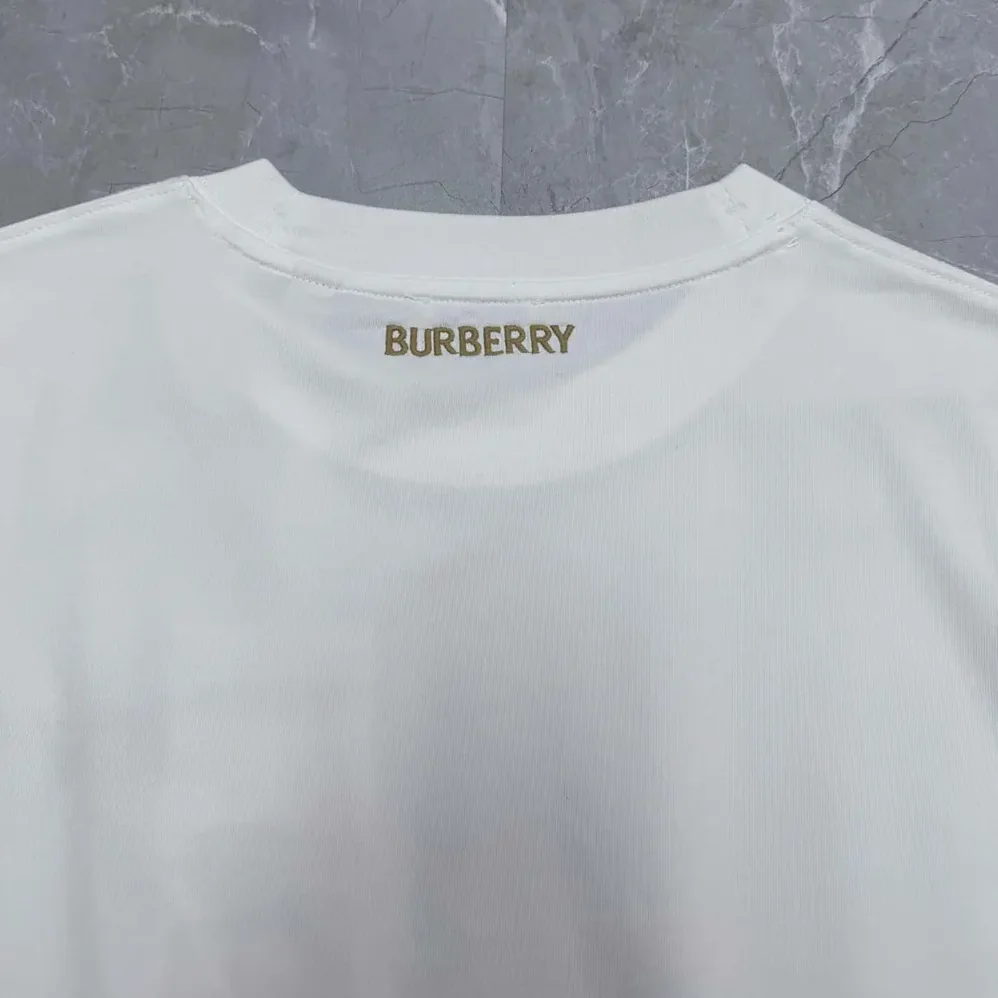 Burberry Check Trim Cotton T-shirt for Women in White Burberry Check Trim Cotton T-shirt for Women in White