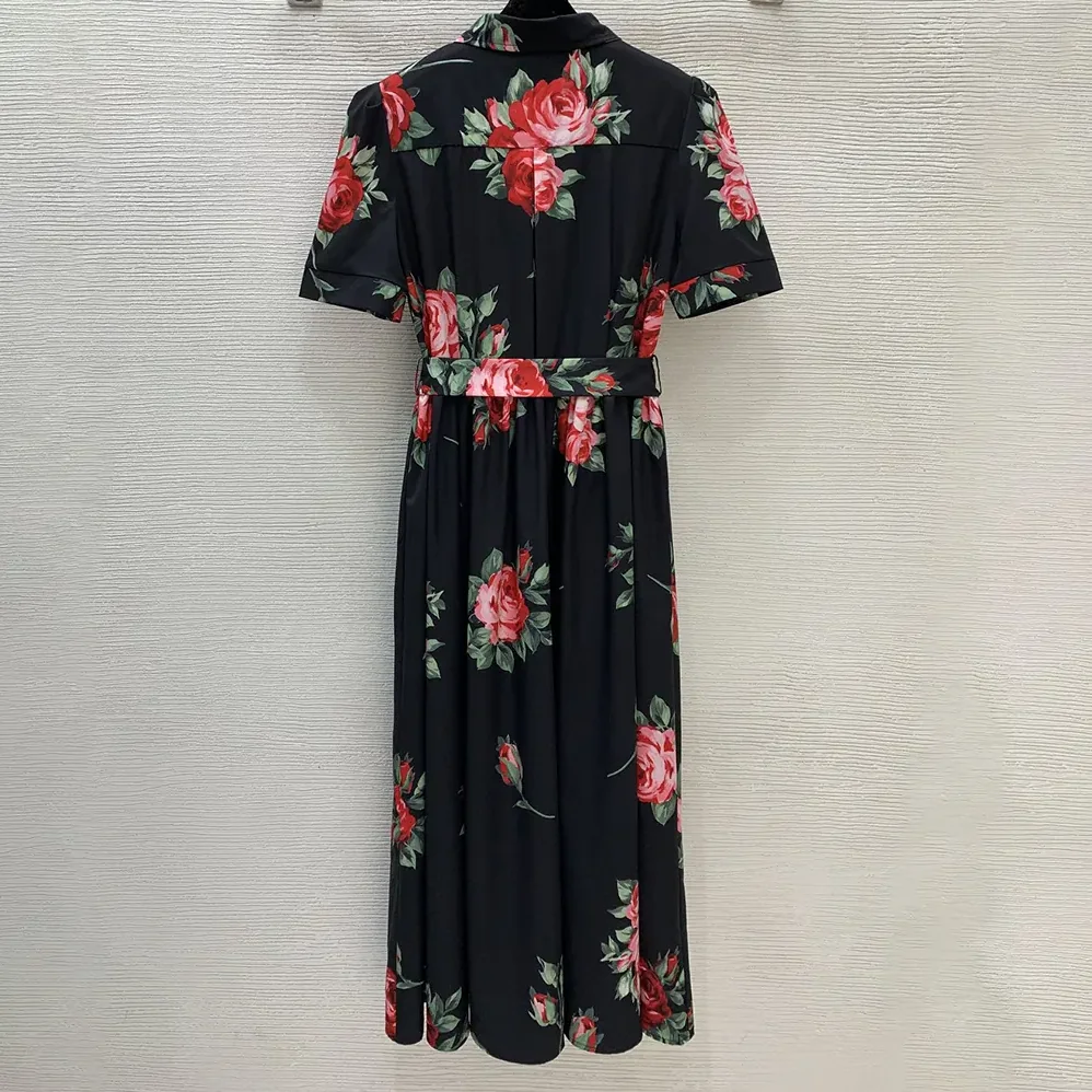 Dolce Gabbana D&G Rose Bouquet for Women in Print Poplin Shirt Dress