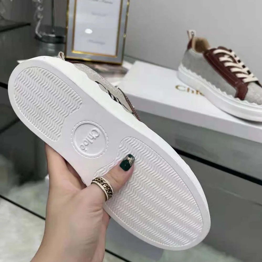 Chloe Lauren Sneaker in Leather with Canvas for Women in Brown Chloe Lauren Sneaker in Leather with Canvas for Women in Brown