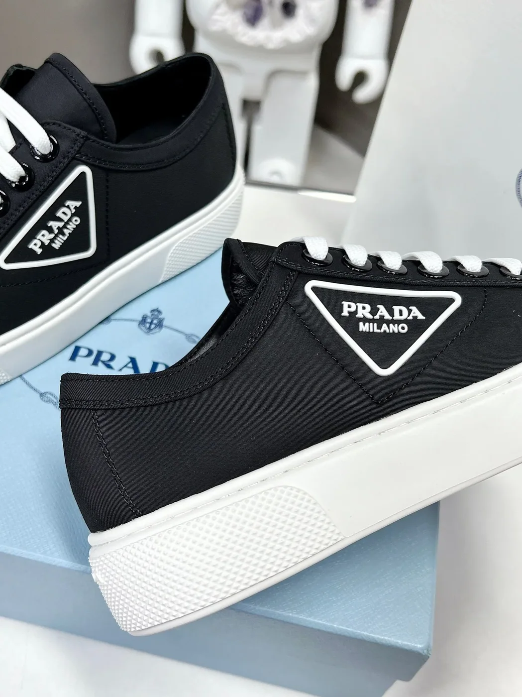Prada Macro Re-Nylon And Brushed Sneakers Blue in PRD Prada Macro Re-Nylon And Brushed Sneakers Blue in PRD