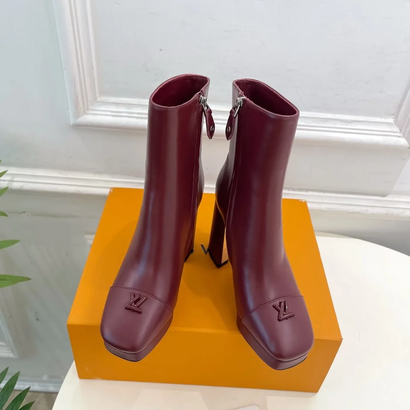 Louis Vuitton Swing Platform Ankle Boots Bordeaux Red