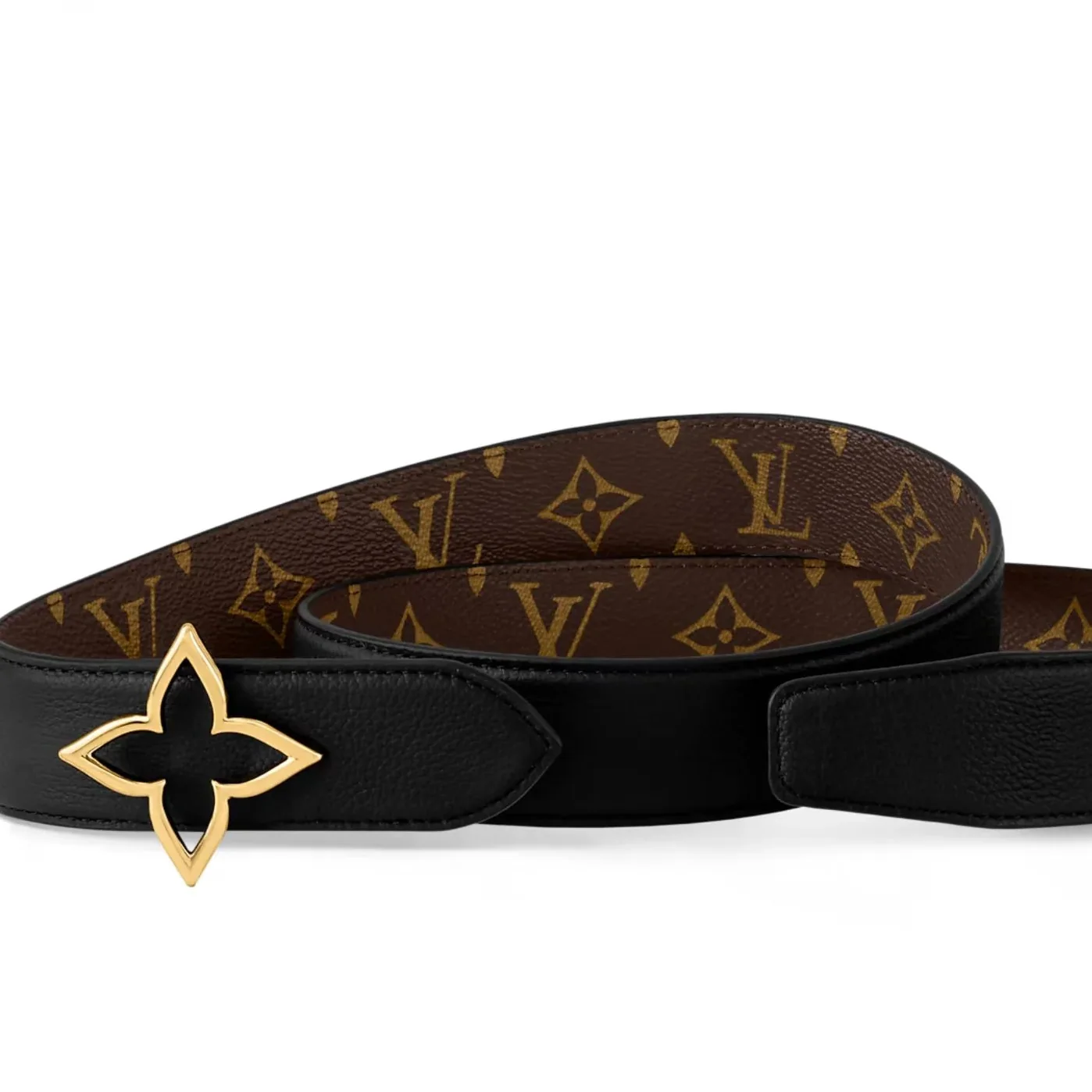 Louis Vuitton Slim Flower Reversible Belt Black