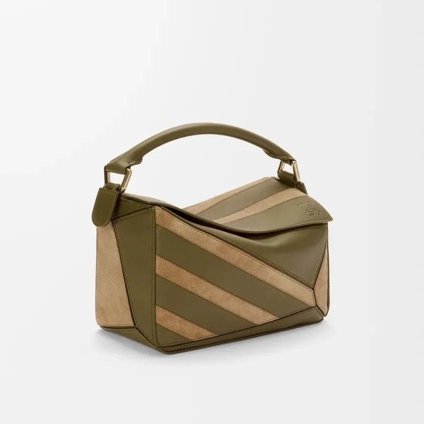 Loewe Small Puzzle Bag Olive Suede / A510S21XCE Loewe Small Puzzle Bag Olive Suede / A510S21XCE