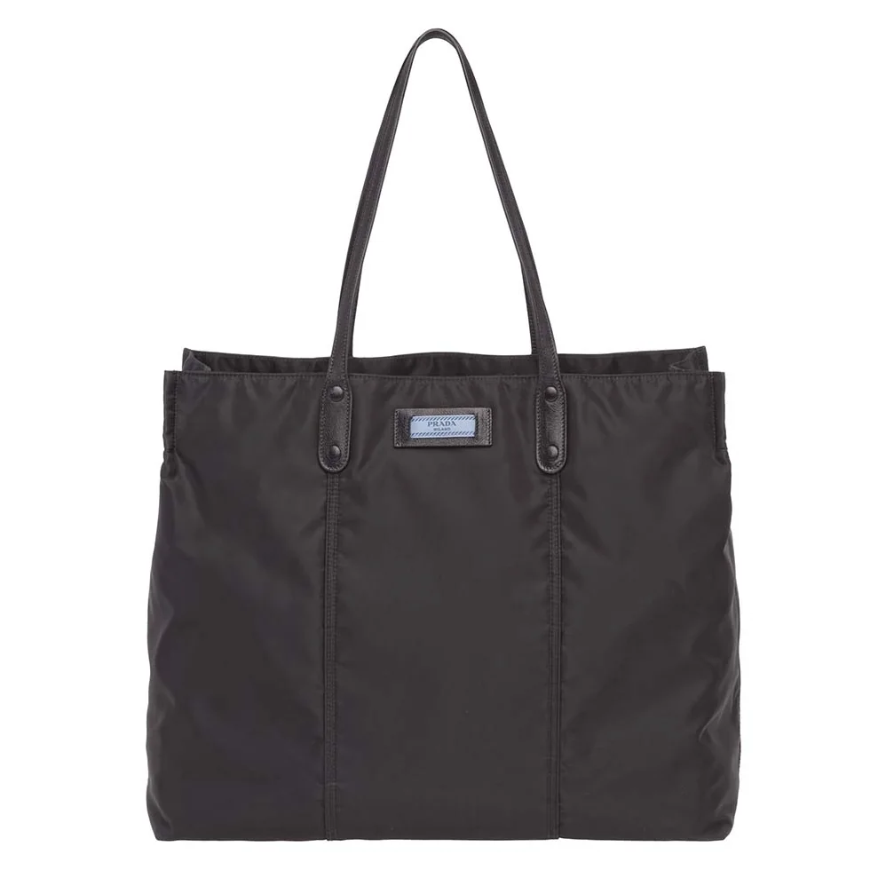 Prada Large Etiquette Nylon Bag for Women in Black Prada Large Etiquette Nylon Bag for Women in Black