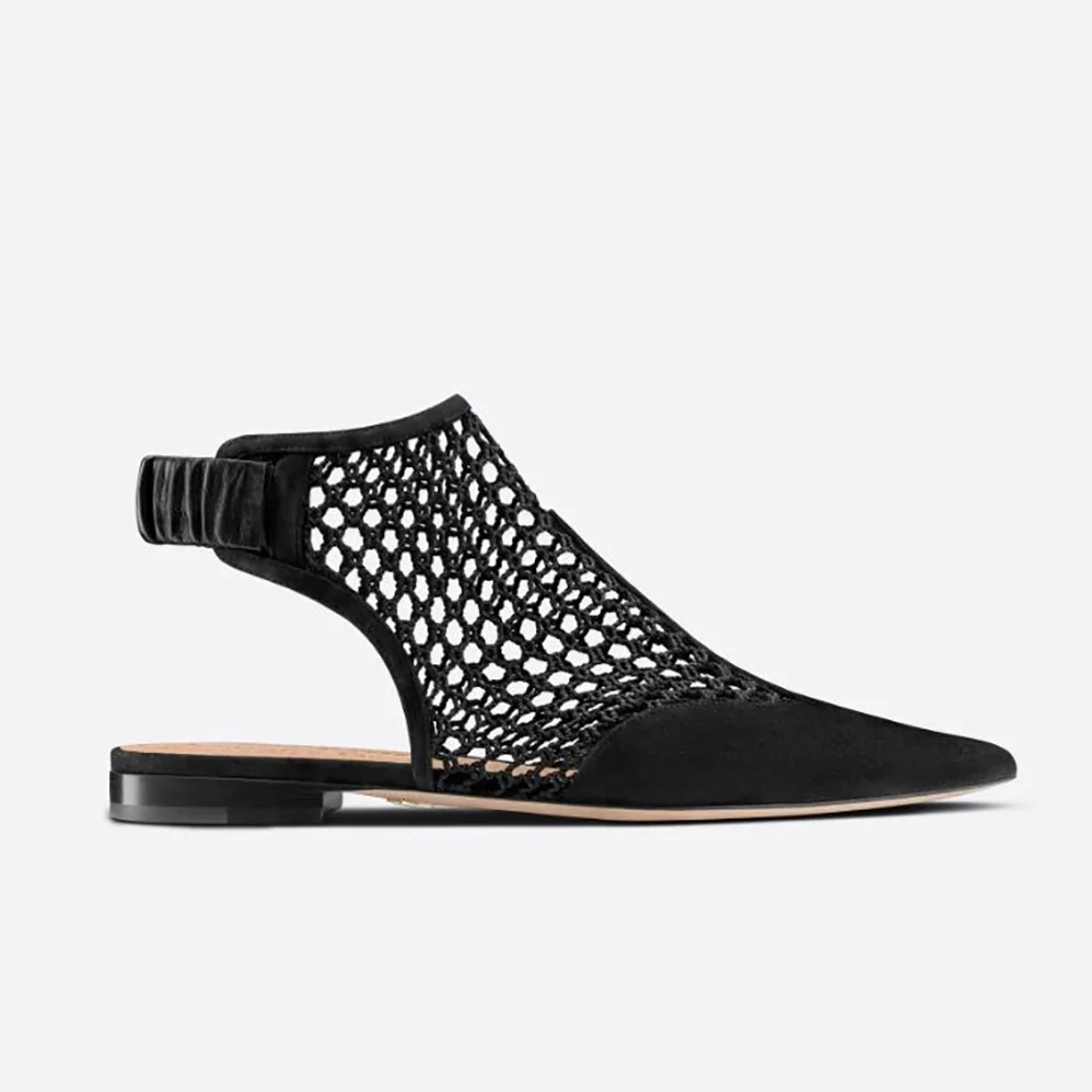 Dior Dior-I Ballerina Flat Black Suede Calfskin Mesh for Women