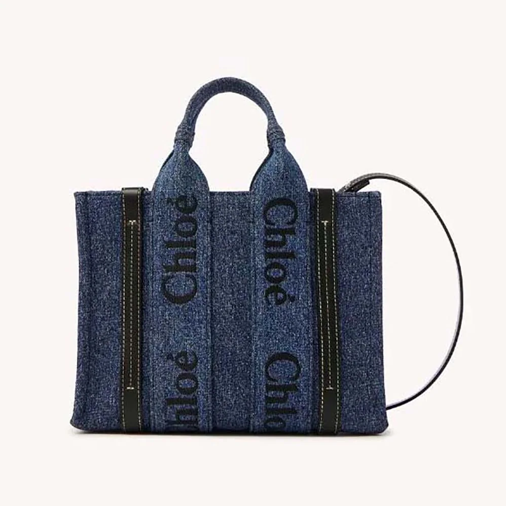 Chloe Small Woody Tote Bag for Women in Navy