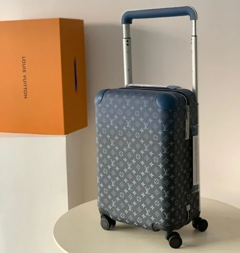 Louis Vuitton Horizon 55 Suitcase in Navy Blue Silver Hardware