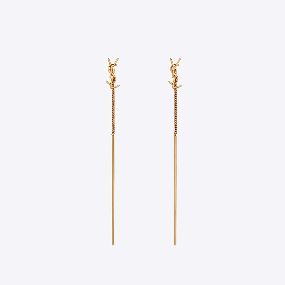 Saint Laurent YSL Opyum YSL Threader Earrings in Metal for Women in Gold