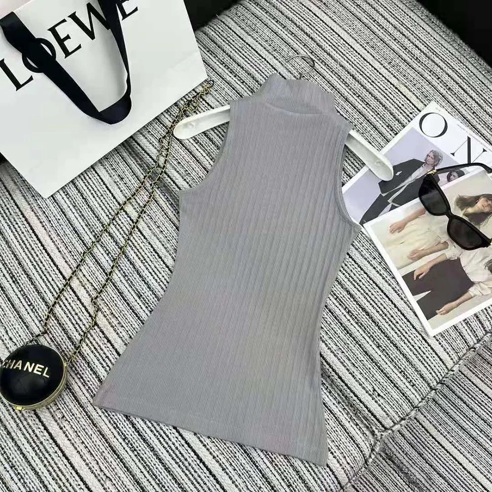 Loewe High Neck Top in Cotton Blend for Women in Silver