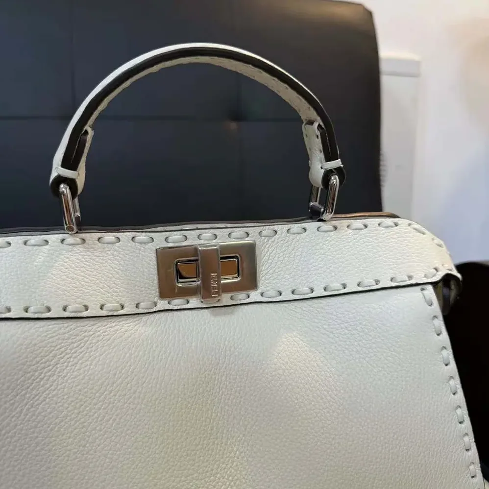 Fendi Peekaboo Iseeu Small White Selleria Bag for Women Fendi Peekaboo Iseeu Small White Selleria Bag for Women