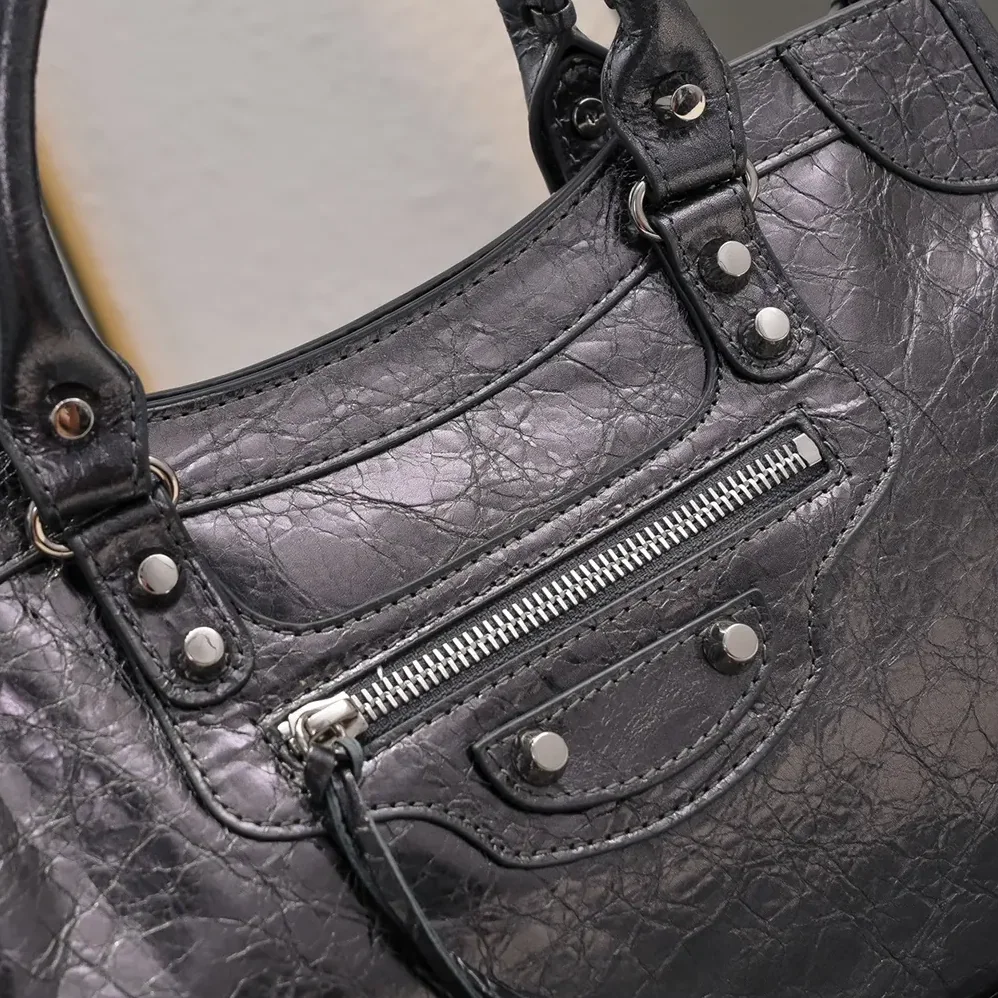 Balenciaga Le City Medium Bag in Black Arena Lambskin for Women Balenciaga Le City Medium Bag in Black Arena Lambskin for Women