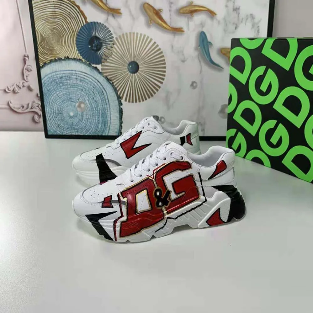Dolce Gabbana D&G Hand-painted Calfskin Nappa Daymaster Sneakers for Women in Red Dolce Gabbana D&G Hand-painted Calfskin Nappa Daymaster Sneakers for Women in Red