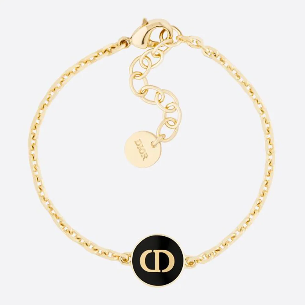 Dior Petit CD Bracelet Gold-Finish Metal and Black Lacquer for Women Dior Petit CD Bracelet Gold-Finish Metal and Black Lacquer for Women