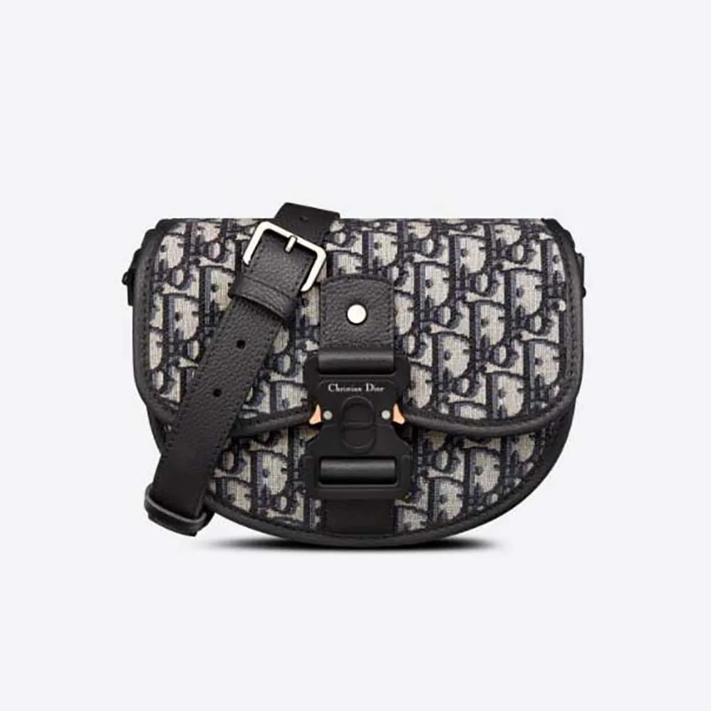 Dior Gallop Messenger Bag Beige and Black Dior Oblique Jacquard and Black Grained Calfskin for Men