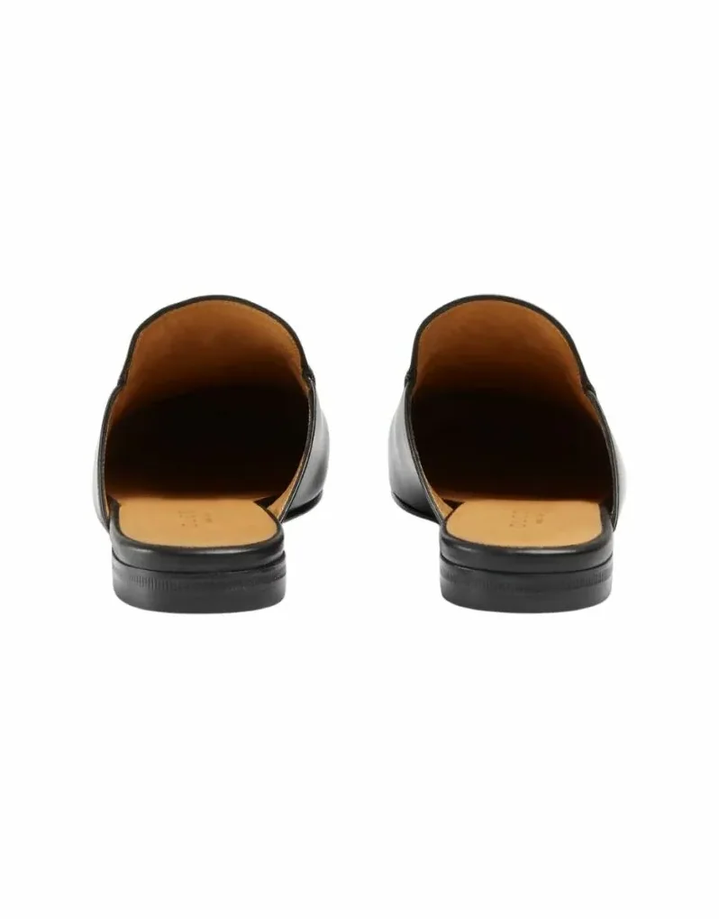 Gucci Princetown Black Leather Slipper GG