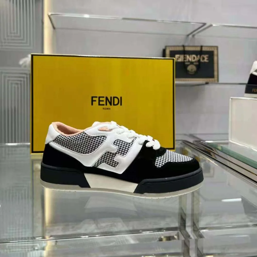 Fendi Match Low Tops in Black Suede for Women Fendi Match Low Tops in Black Suede for Women