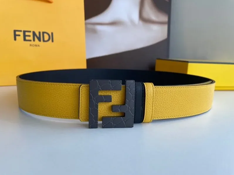 Fendi Belt With Double F Buckle Yellow