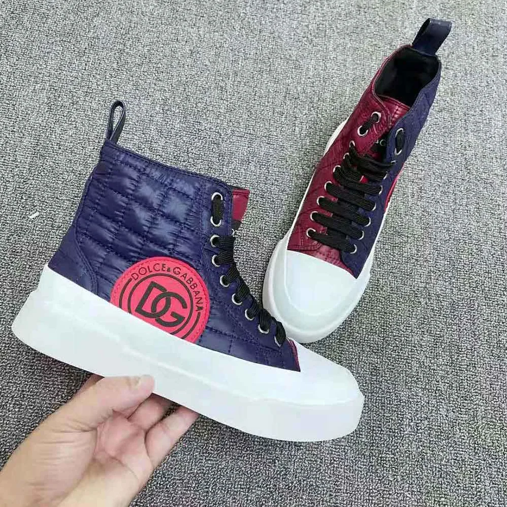 Dolce Gabbana D&G Quilted Two-Tone Nylon Portofino Light Mid-Top Sneakers for Unisex in Navy Dolce Gabbana D&G Quilted Two-Tone Nylon Portofino Light Mid-Top Sneakers for Unisex in Navy