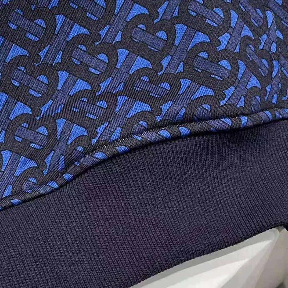 Burberry Monogram Print Cotton Hoodie for Women in Navy Burberry Monogram Print Cotton Hoodie for Women in Navy