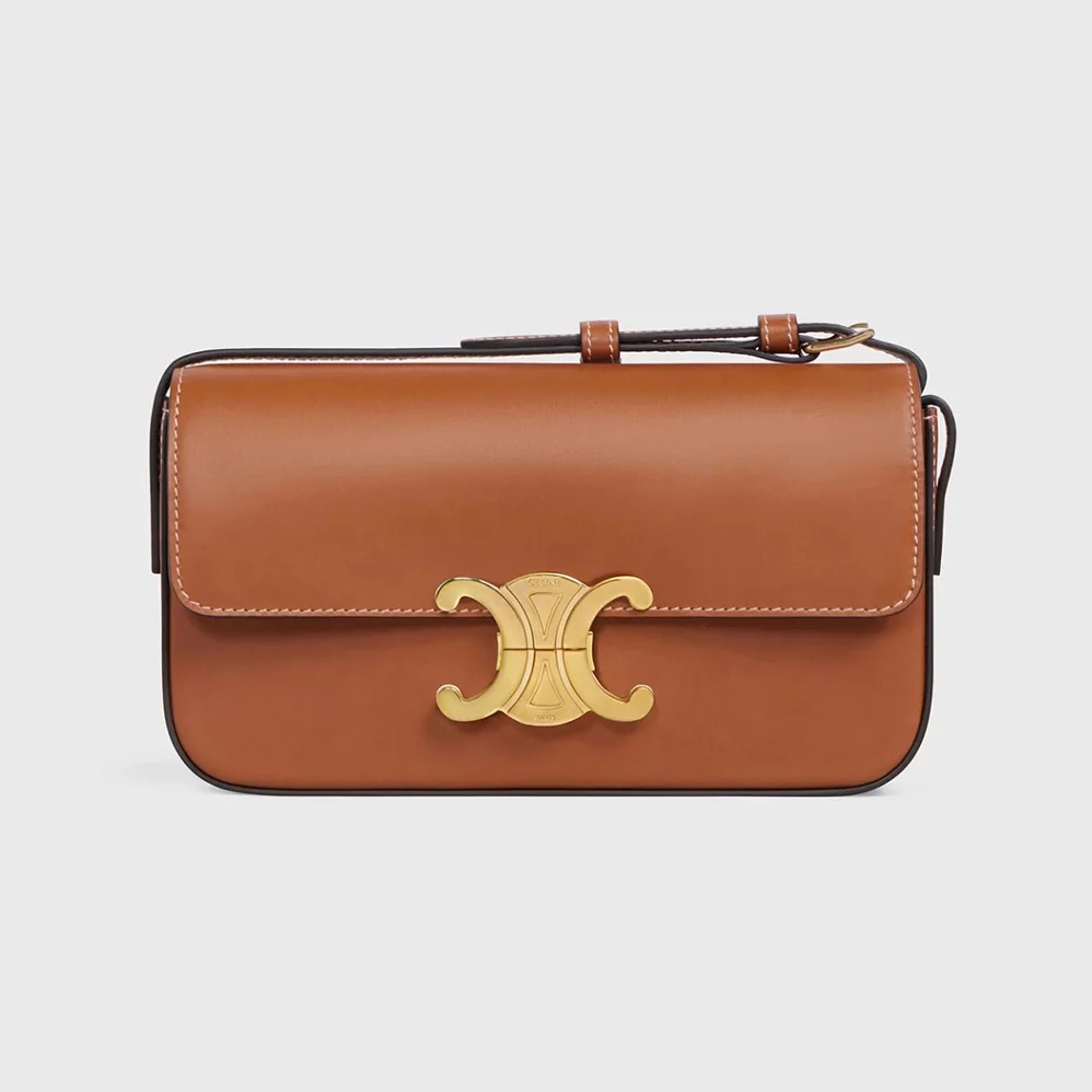 Celine Triomphe Shoulder Bag in Natural Calfskin for Women in Brown Celine Triomphe Shoulder Bag in Natural Calfskin for Women in Brown