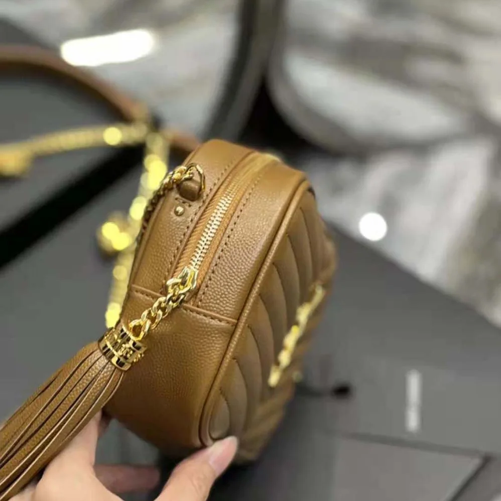 Saint Laurent YSL Lou Mini Bag in Grain De Poudre Embossed Leather for Women in Brown