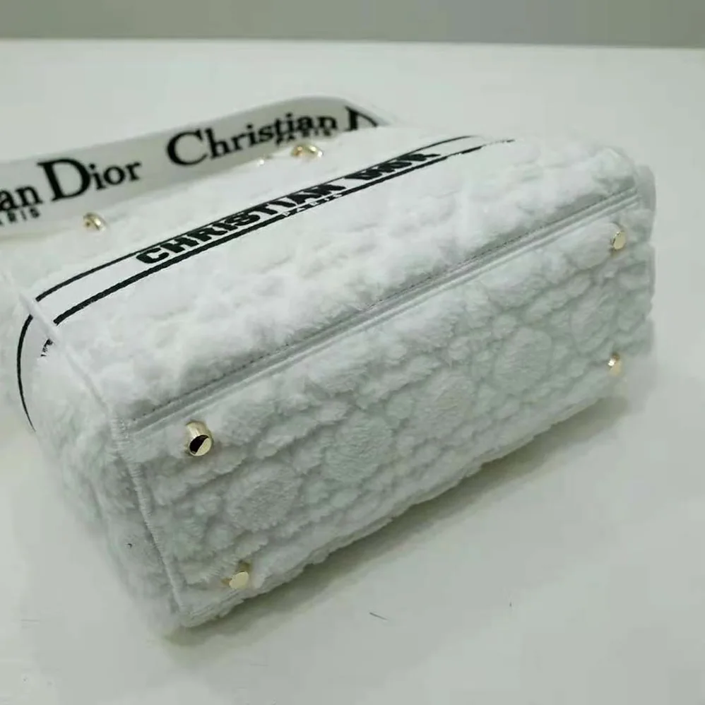 Dior Medium Lady D-lite Bag Latte Cannage Shearling for Women