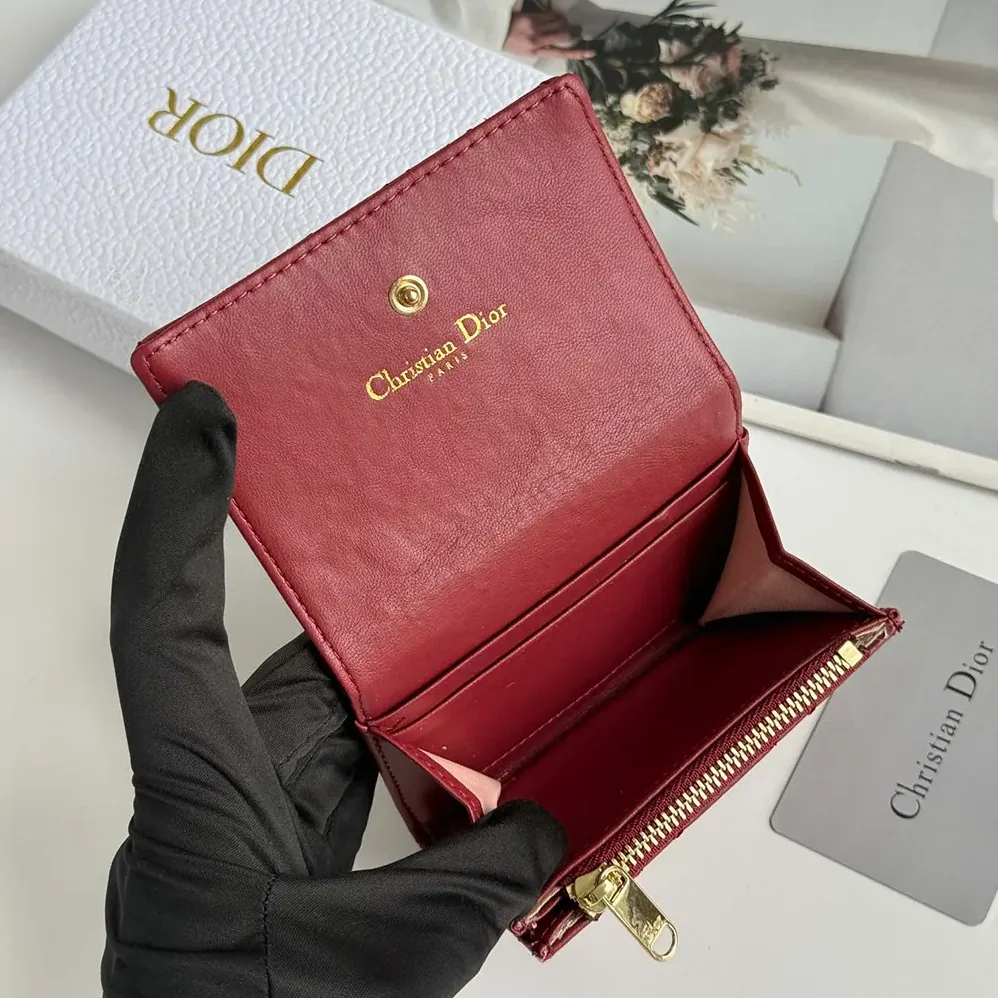 Dior Lady Dior Glycine Wallet Garance Red Cannage Lambskin for Women Dior Lady Dior Glycine Wallet Garance Red Cannage Lambskin for Women