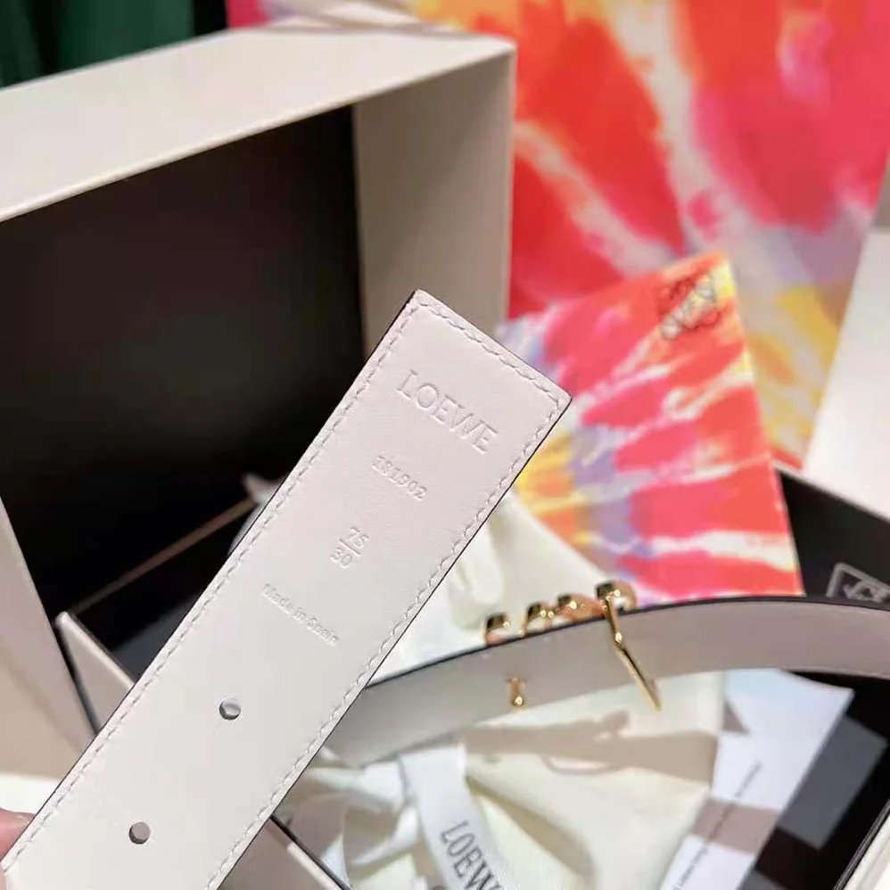 Loewe Anagram Belt in Silk Calfskin for Women in White Loewe Anagram Belt in Silk Calfskin for Women in White