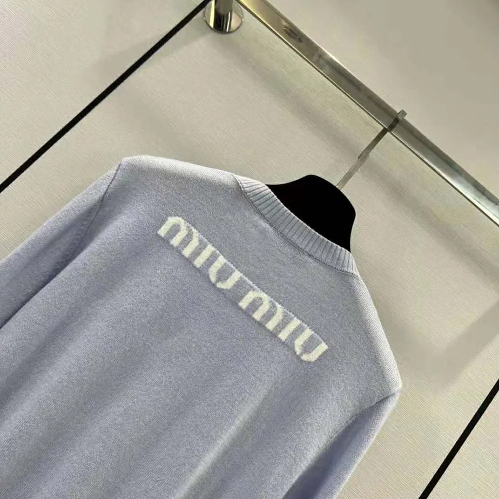 Miu Miu Cashmere Crew-Neck Sweater for Women in Blue