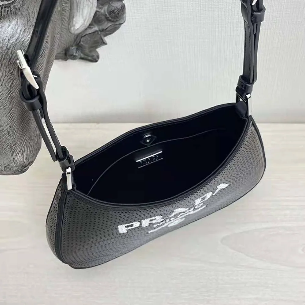 Prada Cleo Sequined Bag with Embroidered Lettering Logo on the Front for Women
