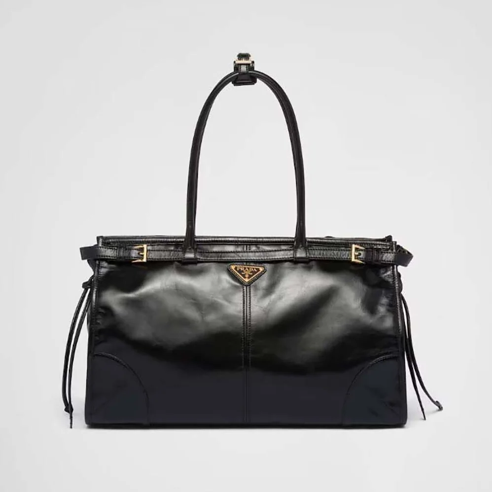Prada Large Leather Handbag for Women in Black