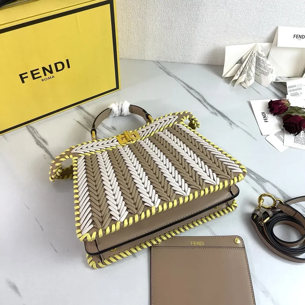 Fendi Peekaboo ISeeU Small Multicolor Interlaced Leather Bag for Women Fendi Peekaboo ISeeU Small Multicolor Interlaced Leather Bag for Women