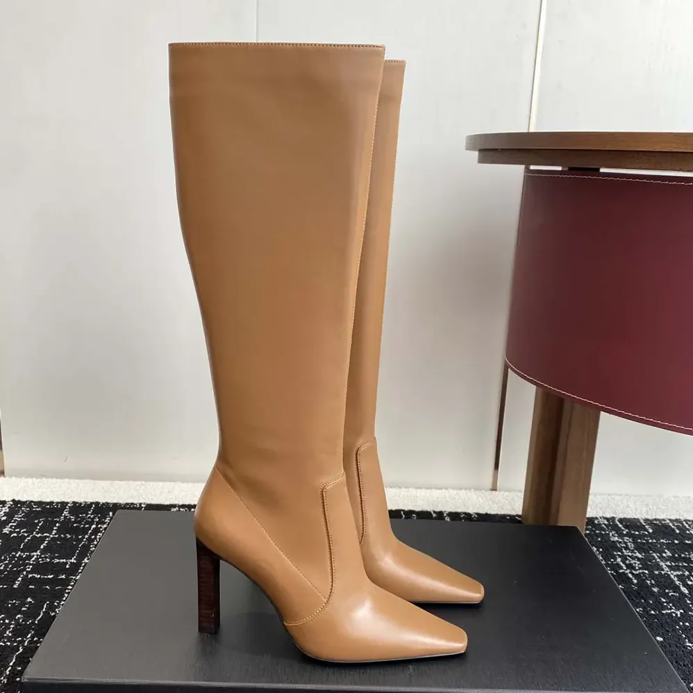 Saint Laurent YSL Francoise Boots In Smooth Leather for Women in Brown